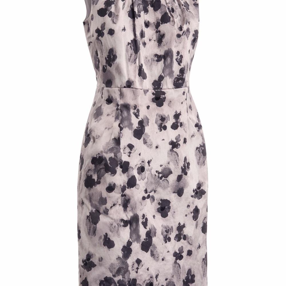 Ann Taylor Black and Gray Floral Midi Dress